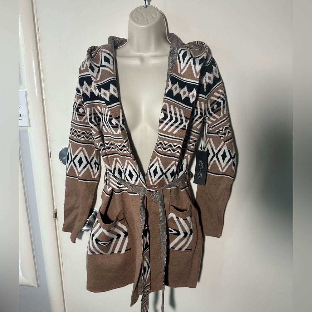 RACHEL ZOE GEOMETRIC PATTERNED CARDIGAN WITH BELT SIZE XS - Picture 5 of 9